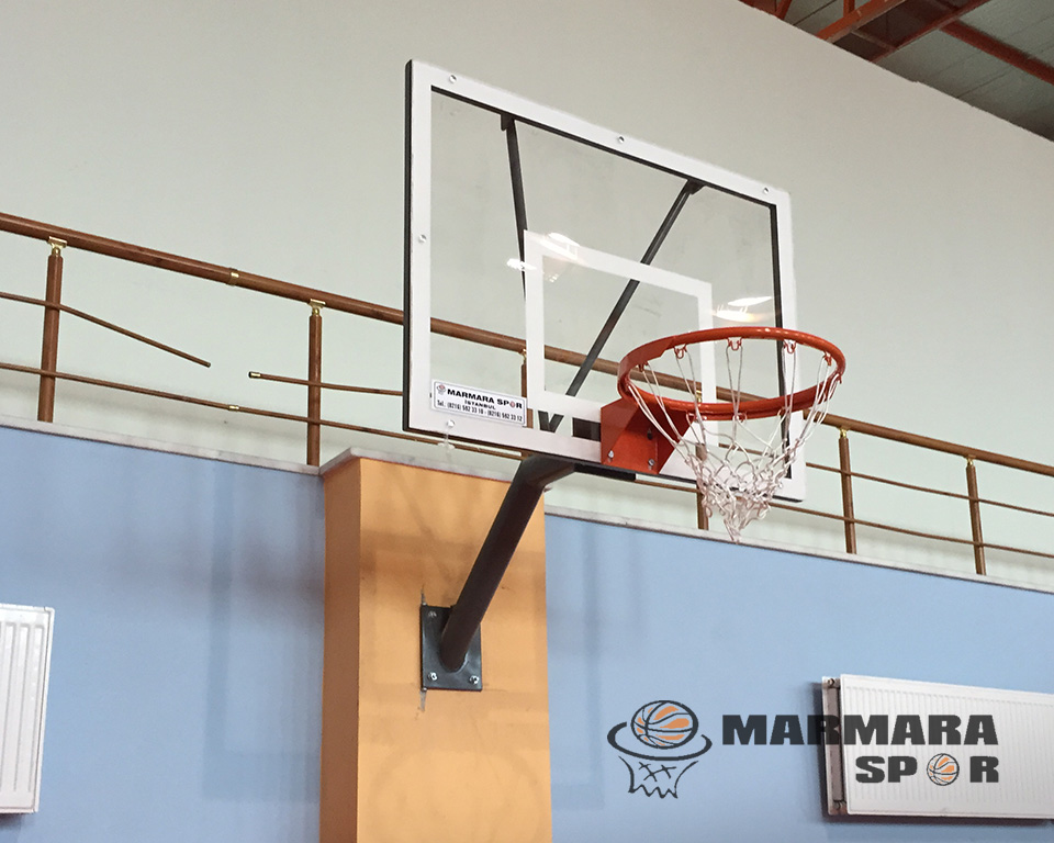 Sabit Tek Ayaklı Akrilik Cam Panyalı Basketbol Potası